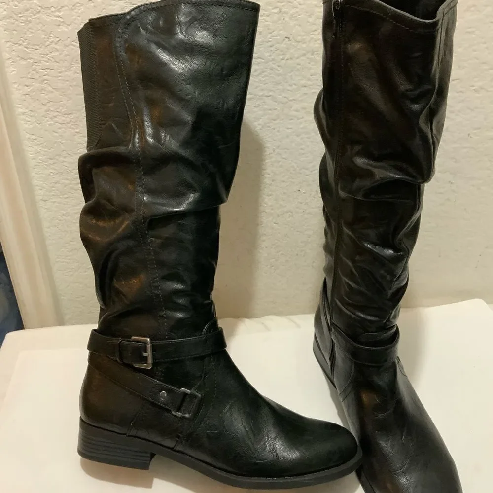 White Mountain Layton knee high boots tall riding black sz 11 M New